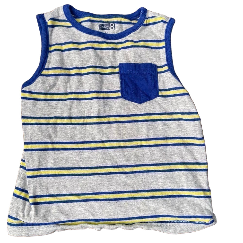 🍭6/$30 Crazy 8 striped sleeveless pocket boy’s tank top - 2T